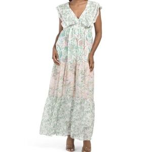 NEW House of Harlow 1960 Tiered Ruffle Floral Maxi Dress, Size XS